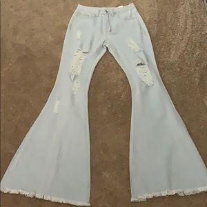 flare distress jeans